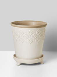 10in glazed ceramic pot with attached saucer