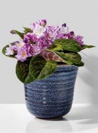 6 ½in Blue Ceramic Ripple  Pot