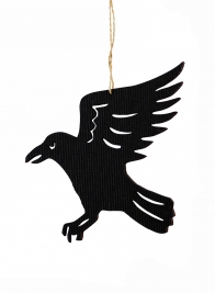 6in Die Cut Black Crow Ornament, Set of 6