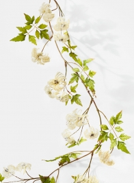 cream flocked clematis artificial flower vine garland for wedding event decor