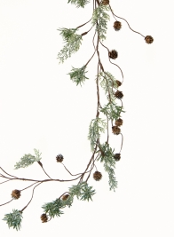 53in Evergreen & Rosemary Glittered Garland With Pine Cones