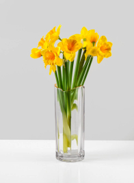 9 ½in Waves Gold Rim Faceted Vase