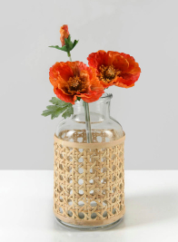 Siam Rattan Weave Glass Bottle, Set of 2