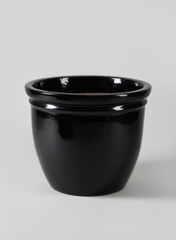 Glossy Black Double Rolled Rim Pots