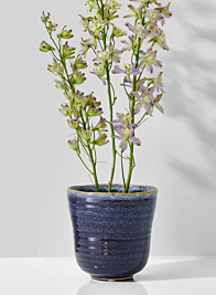 5in Blue Ceramic Ripple Pot