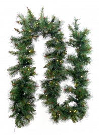 9ft Pine Needle Garland With Warm White L.E.D. Lights