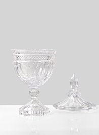 Etched Glass Goblet Vase With Lid