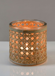 Siam Rattan Weave Candleholder, Set of 2