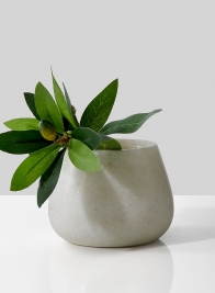 white marble bowl with faux olive branch