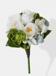 white rose echeveria dusty miller wedding bouquet
