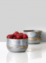 5in Zinc Bowl with Gold Accents
