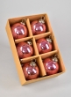 3in Antique Rose Glass Ball Ornament in Window Box, Set of 6