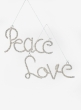 8in Silver Beaded Love and Peace Ornament, Set of 2