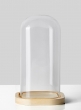 glass cloche on wood base