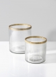 5½ x 5in Gold Rim Ribbed Glass Candle Hurricane