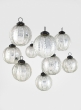 3in Silver Beaded Glass Ornament Ball, Set of 9