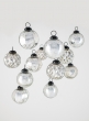 2 1/2in Crackled, Scalloped, & Diamond Silver Mercury Glass Ornaments, Set of 12