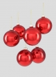 4in Shiny Red Glass Ball Ornament, Set of 6