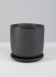 6in Matte Black Aeon Ceramic Pot & Saucer