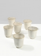 3 ¼in White Ceramic Ripple Pot, Set of 6