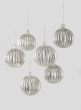 3in Glittered Pleated Glass Ball Ornament, Set of 6