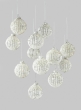 Silver Glitter Ribbed Glass Ornament,, Set of 12