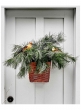 hanging basket with pine boughs and birds