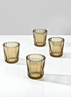 Light Amber Fluted Glass Votive Holder, Set of 4