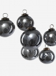 3in Antique Platinum Glass Ball Ornament in Window Box, Set of 6